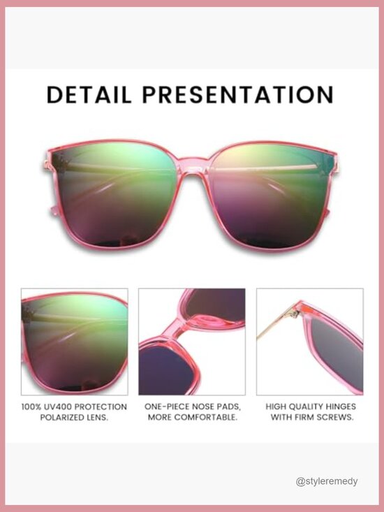 Polarized Oversized Sunglasses, Retro Square Mirrored Shades, Lightweight UV400 main image 4